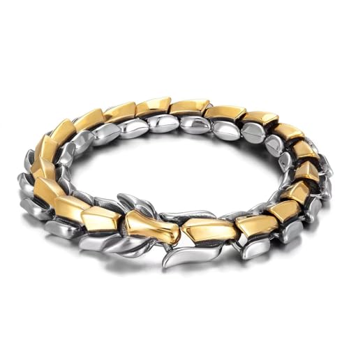 CJFENGD Unique Gift for Men, Dragon Bracelet in Gold and