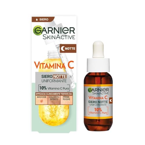Garnier Siero Notte Vitamina C Uniformante, Per Pelli Spente, Effetto Rigenerante, Pelle Morbida E Luminosa, Con 10% Di Vitamina C Pura, 30Ml