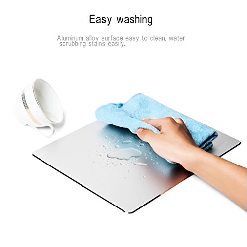 Mouse Pad, Qcute 9.18" 6.11" Gaming Aluminum Mouse Pad W Non-Slip Rubber Base & Micro Sand Blasting Aluminium Surface For Fast And Accurate Control (Silver) #TOP2