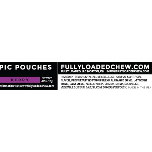 Image of Fully Loaded Alpha Nootropic Pouches (Berry) - 5 Cans - 15 Pouches per can - Effective Nootropic Delivery, Nic Pouch Replacement - Faster Absorption, Alpha GPC, L-Tyrosine, GABA