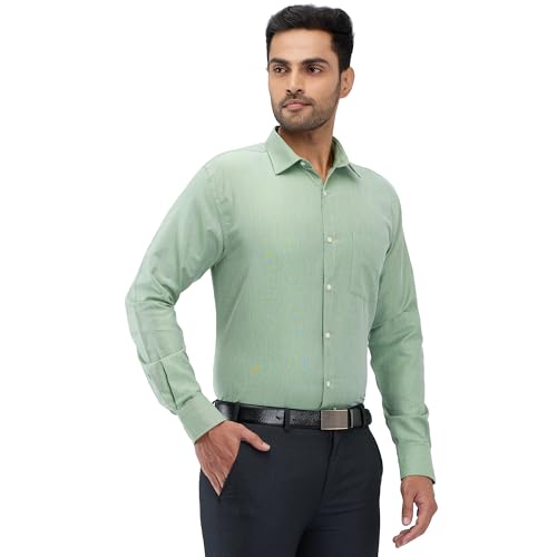 Image of Park Avenue Men's Slim Fit Structure Pattern Cotton Blend Semi Cutaway Collar Full Sleeve Formal Shirt