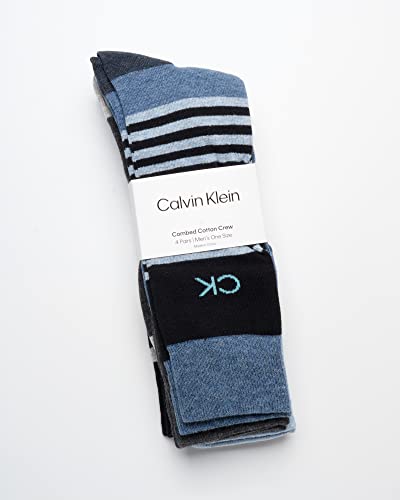 Calvin Klein Men's Dress Socks - Cotton Blend Crew Socks: Patterns and Solids (4 Pack)2