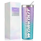 Onebttl Workout Everyday Fitness Gifts for Women, Girls - Glitter Cup Gifts for Gym Lovers on Birthday, Christmas - 20 oz SS304 Stainless Steel Tumbler with Lid and Straw