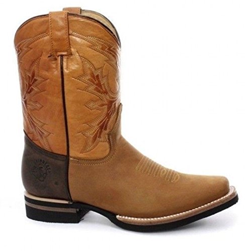 Grinders El Paso Stivali da Cowboy in Pelle Marrone con Cinturino in Pelle Marrone 46