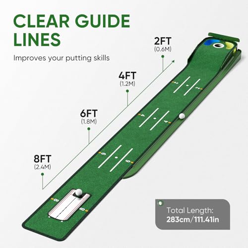 WildFun Golf Putting Green Matte mit Putting Gates und Putting Mirror für Männer, die Golfs zu Hause oder im Büro Spielen (Golf-Putting-Matte)