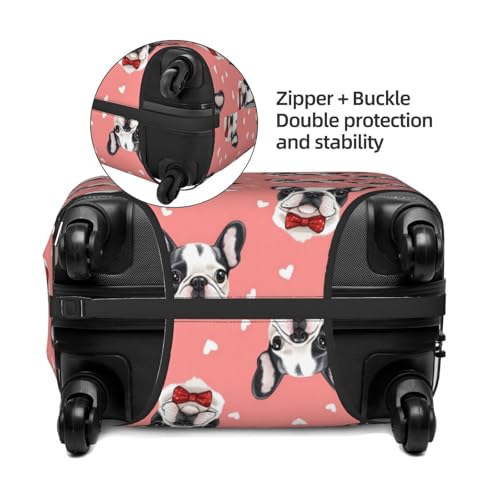 Dog Bow Heart Print Travel Luggage Covers, Washable Suitcase Covers Protector for Luggage 18-32 Inch High Elasticity3