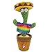 Qagazine Cactus en peluche chantant et dansant, alimenté par piles, décoration de voiture, tableau de bord, jouet pour enfants