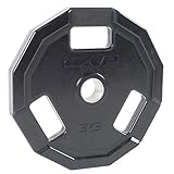 CAP Barbell 12-Sided Rubber Olympic Grip Weight Plates, Black, Single, 35 Pound