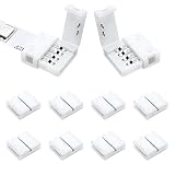LightingWill 10Pack 4-Pin RGB LED Light Strip Connector 10mm Unwired Gapless Solderless Adapter Conn