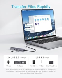 Anker USB C Hub, 5-in-1 USB Hub for Laptops, 4K HDMI Multiport Adapter with 90W Max Power Delivery, USBC & USBA Data Ports USB C Dongle, Compact for MacBook, Dell, and More (Charger Not Included)