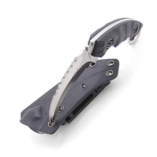 Masalong Kni104 Outdoor Survival Claw Tactical Teeth Knife Double Edged Sharp Fixed Blade Knife With Sheath (No Blade Training Karambit -Black)+(Sand Light-Kydex Sheath) #TOP7