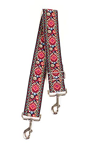 Red Vintage Handbag Strap & Purse Strap Replacement - Jacquard Woven Embroidered Guitar Strap Styled Shoulder & Crossbody Strap Adjustable Bag Strap For Tote And Messenger Bags Great Gift For Womens #TOP6