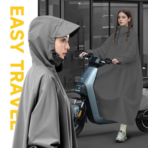 Image of PALAY Long Rain Coat, Raincoat for Men Women Waterproof | Reusable Hooded Rain Poncho with Wide Brim | Lightweight Raincoat for Hiking, Travel, Motorcycle Riding