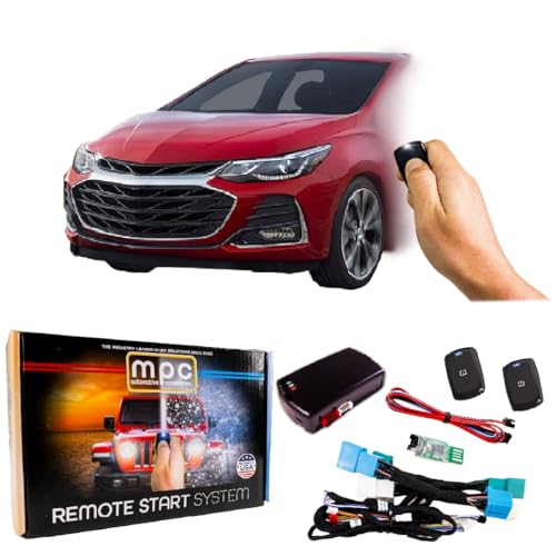 MPC Remote Start Compatible with 2010-2019 Chevrolet Cruze Plugin T-Harness - (2) 1-Button Extended Range Remotes - Up to 800' Range - Only 1 Wire Connection Needed