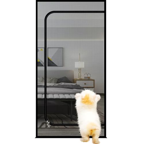 OTDFUTU katzengitter tür Fliegengittertür Mit Reißverschluss Verdicktes Nanonetz Haustiere Bildschirm Tür Selbstklebender Tür