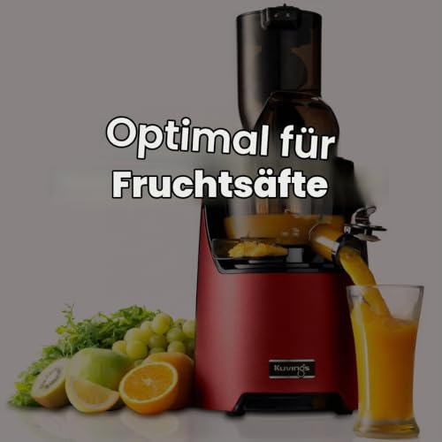 Foto von Kuvings EVO820 Signature Slow Juicer – Entsafter mit großem Einfüllschacht und 240W Motor für Obst, Gemüse, Smoothies und Sorbets (Matt Dark Red)