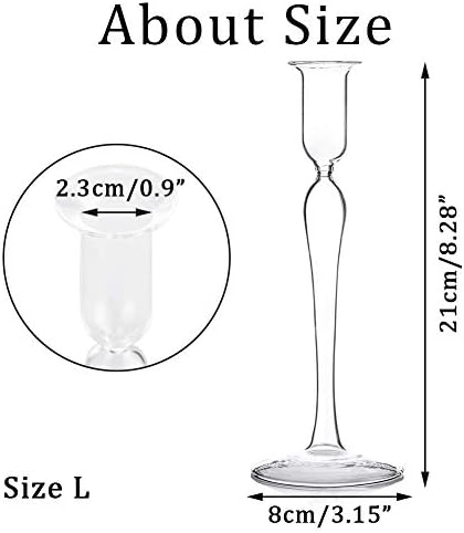 Sziqiqi Glass Taper Candle Holders Set of 4, Wedding Party Dinning Table Decorations Candlestick Holder, Fits 3/4 Inch Thick Candle or Led Candles, L-4 Pcs