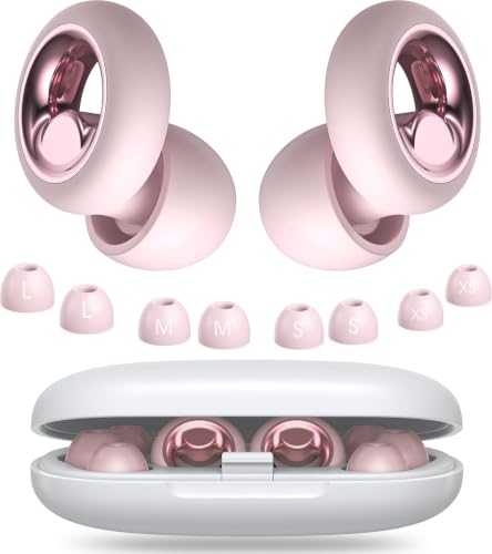Image of Noise Cancelling Ear Plugs for Sleeping, Reusable Silicone Ear Plugs for Noise Reduction, Soft Hearing Protection with 8 Ear Tips for Concerts, Work, Shooting, and Travel(Rose)