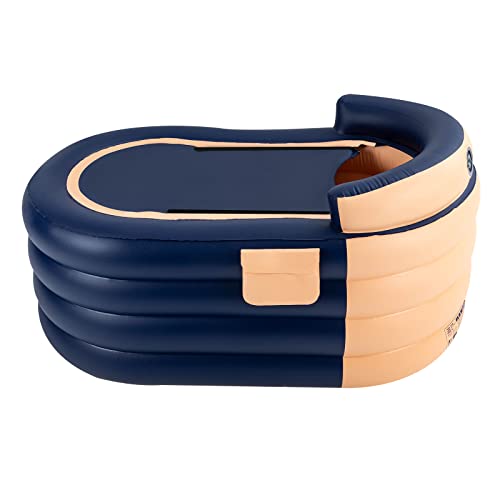 JJsdwin Bañera hinchable plegable para adultos con bomba de aire eléctrica, para caravana, piscina familiar y piscina, 140 x 84 x 74 cm