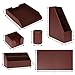 6 Piece Office Supplies/Desk Organizer Set with Desktop Leather Writing Pad,File Paper Tray,Magazine folder Holder, Pen Cup,Sticky Note Holder,Letter Mail Sorter,Workspace Decor for Women Men Brown