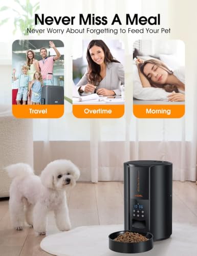 WOPET Automatic Cat Feeder, 3L Dry Food Dispenser, Timed Feeder 6 Meals Daily with Portion Control, 10s Voice Recording, Backup Power - Image 3
