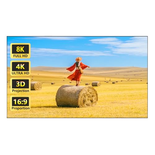 2.5 Gain Indoor Thin Fixed Frame Projector Screen Wall Mounted 70/80 in, 16:9 4K 8K 3D Ambient Light Rejecting Projection Screen, Gray Movie Screen(60in 16:9)