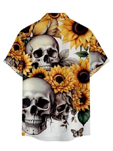 DRESSFO Matchable Couples' Outfit Skull Sunflower Print Men's Shirt Or Women's Spaghetti Strap Dress3
