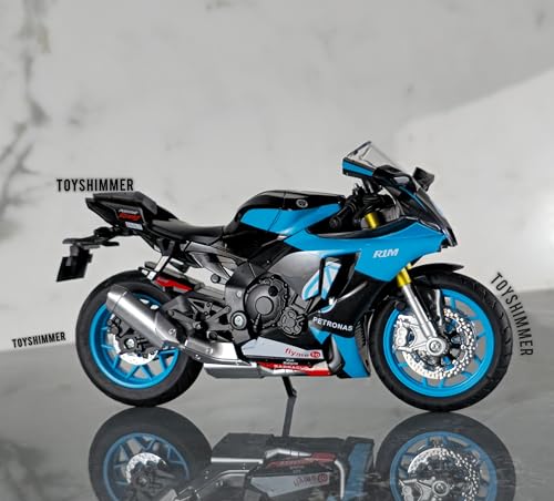 Image of die cast Yamaha R1M Model Toy Metal Bike 1:12 Scale Realistic Alloy Metal with Light and Engine Sound Motorcycle Toy, Model Bike, Best Gift for Boys Men Kids Children.