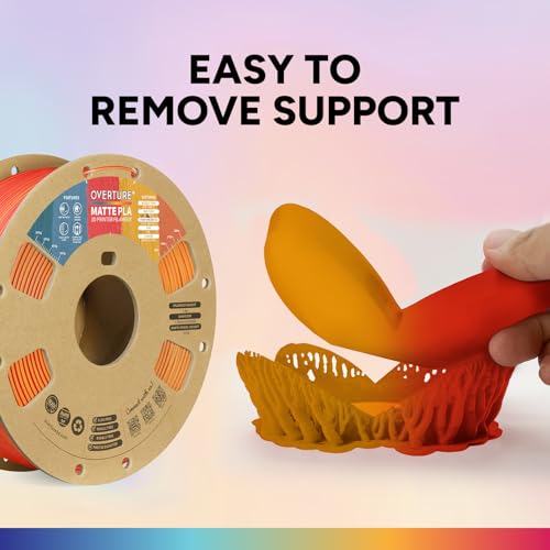 Image of OVERTURE Matte PLA 1.75mm Dual Color Filament, Matte PLA Roll 1kg Cardboard Spool(2.2lbs), Dimensional Accuracy + /- 0.03 mm, Fit Most FDM Printer(Matte Orange-Red)