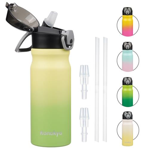 Image of Konokyo 18 oz Insulated Stainless Steel Sports Water Bottle with Straw Lid