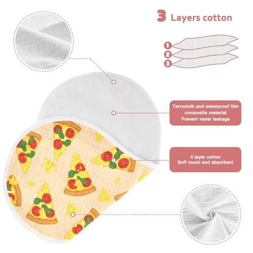 2 Pack Muslin Burp Cloths Pizza Beige Cotton Baby Burp Cloths Absorbent Soft Burping Cloth Washcloths for Newborn Boys Girls, Large 22" x 11"3
