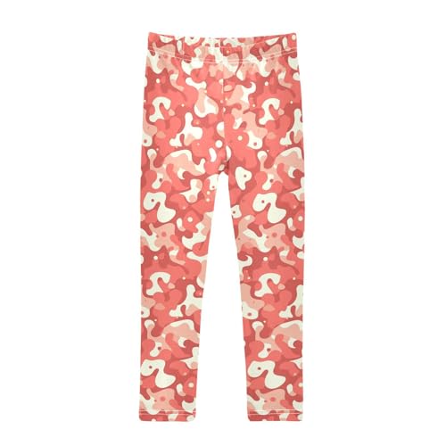 KLL Red Gray Camouflage Girls Active Leggings Soft High Waisted Workout Pants Sports
