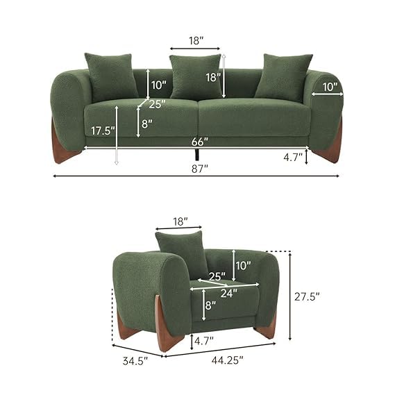 Image of A to Z Furniture Classic Chesterfield Sofa Set Luxury Chesterfield Sofa in for Home Living Room & Office (D-2 Green 3+1)