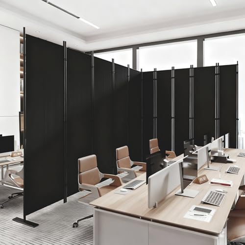 Image of C-Hopetree 10 Panels Room Divider, 6 Ft Tall Indoor Folding Privacy Screen, Portable Partition Separator, Freestanding Separation Temporary Wall for Office, Bedroom, 197 inch W X 71 inch H, Black