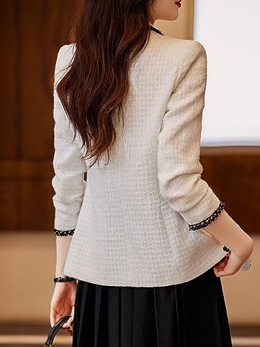 Long Sleeve Blazer Jackets for Women Business Casual Tops Fashion Dress Suit Jacket for Party White2