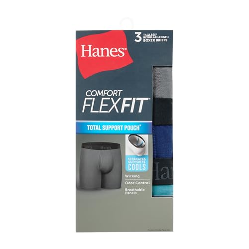 Image of Hanes Men's Total Support Pouch Men's Boxer Brief Underwear, Anti-chafing, Moisture-wicking Odor Control, 3-pack