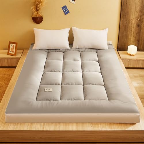 Colchón de futón japonés grueso, acolchado y plegable, tapete transpirable para sofá de camping, gris, 120 x 200 cm, solución cómoda para dormir para el hogar y el aire libre