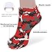 LITPUZC Women's Fashion Ankle Socks Funny Running Low Cut Socks Red Black Camouflage Camo No Show Athletic Sock Soft Breathable Crew Sock 5 Pairs