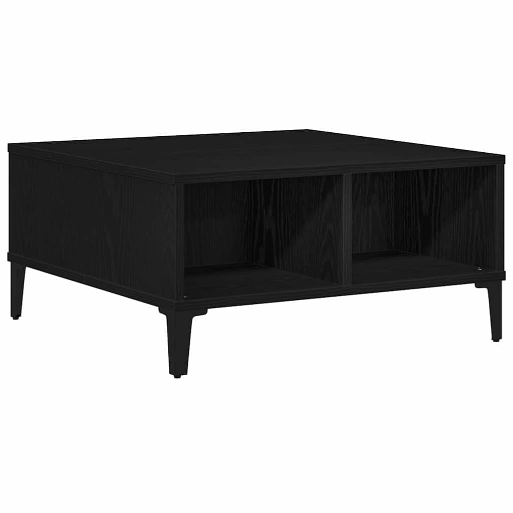 Table Basse Chêne Noir 60x60x30 cm avec 2 Étages de Rangement Gain de Place
