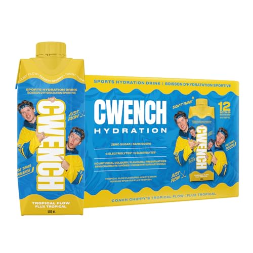 Cwench Ready to Drink Electrolyte Sports Drink Tropical Flow 12 Pack 500ml Bottles Pineapple Yuzu Hydration Beverage Low Calorie Fitness Drink