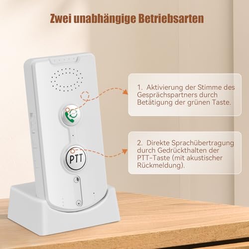 2 Wege Gegensprechanlage 1000M, Smart Voice Intercom 2 Way Voice Intercom Sprechanlage, Drahtlose Gegensprechanlage für Büro, Zuhause (Weiß)