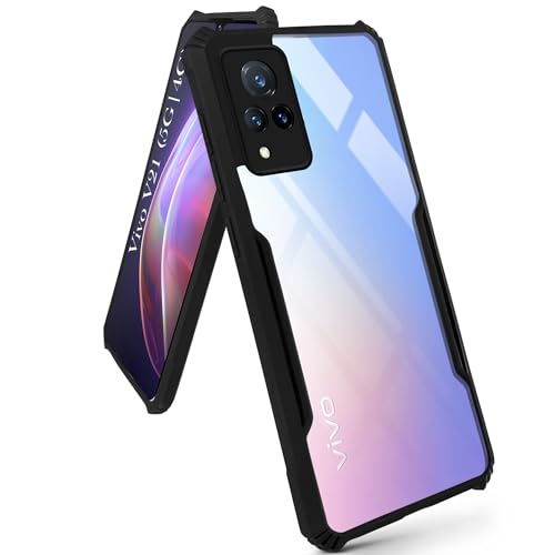 Image of Jkobi Hybrid Back Cover Case for Vivo V21 | Vivo V21 5G (Shockproof with Polycarbonate Clear Panel | Professional Black)