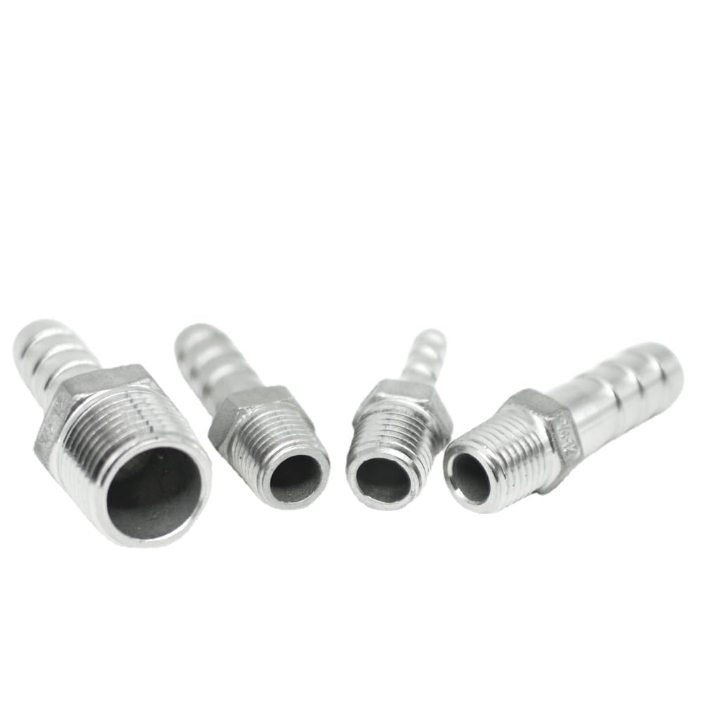 Raccord pour tuyau d'arrosage， 1/8" 1/4" 3/8" 1/2" 3/4" 1" 2" NPT Male 6 8 10 12 13 14 15 16 19 20-52mm Hose Barb 304 Stainless Steel Pipe Fitting Connector(1L2 NPT 25MM-STRAIGHT MALE)