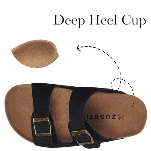 Image of ZUSERIS Kids Toddler Sandals Boys Girls Summer Slides | Soft Cork Footbed, Non-slip,Adjustable Straps,Comfort Suede Leather,Lightweight
