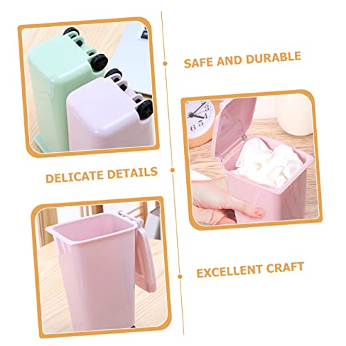 Image of 2pcs Mini Trash Can with Lid Compact Pink Desktop Trash Holder for Office Bedroom Kitchen and Car Multi-Functional Wastebasket Pen Organizer
