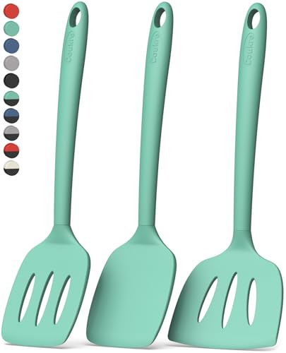 Image of Coukre 3 Pack Silicone Spatula Set, Heat Resistant to 500F, BPA-Free