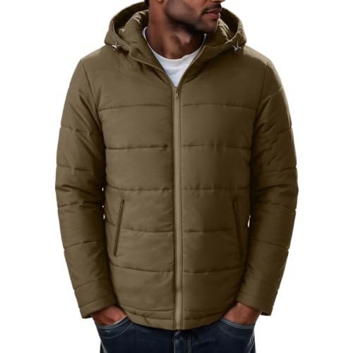 Mens Puffer Jacket with Hood Lightweight Long Sleeve Warm Winter Coats - image 5