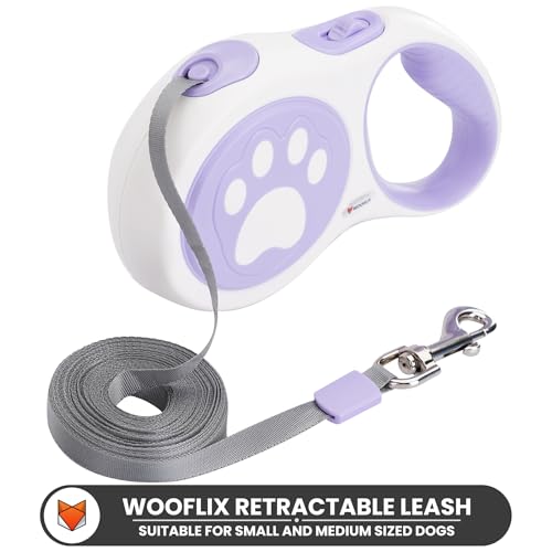 Image of Retractable Dog Leash | 5M Heavy Duty Dog Leash for Small & Medium Size Dogs Upto 20 Kg| Strong Nylon Tape, Anti-Slip Handle, 360 Tangle-Free, One-Click Brake & Pause | (Upto 20 kg Dog, Purple)