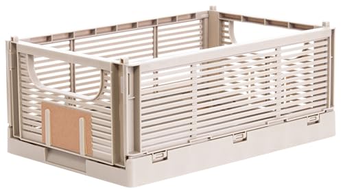 Brandsseller Boîte pliante L Panier à Provisions stable Corbeille de Transport empilable Caisse de Rangement - Naturel