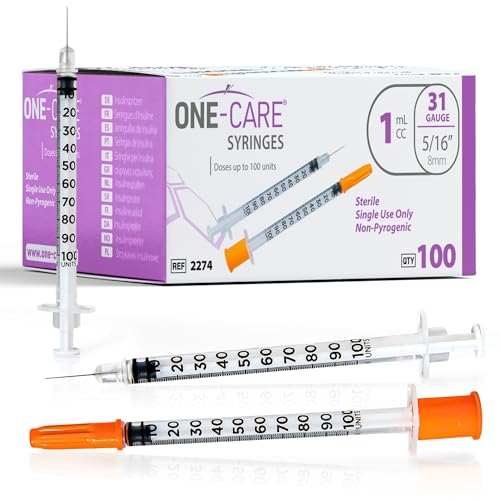ONE-CARE Syringes 1 ml/cc, 31G x 5/16’’ (8mm), Orange Cap, 100/box
